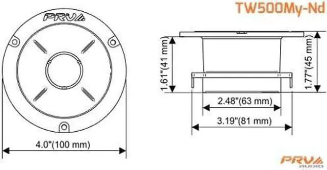 Alt view image 8 of 10 - PRV Audio 4" Super Bullet Tweeter 150 Watts Max 8 Ohm Car TW500My-Nd Single