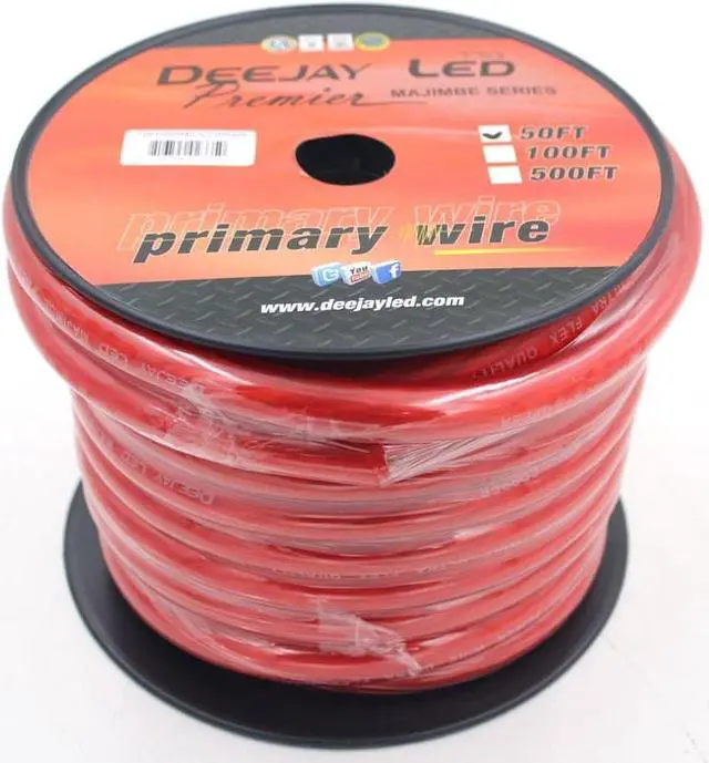 Alt view image 3 of 3 - Deejay Led 0-Gauge 50 Foot Red Pure Copper Stranded Power Cable