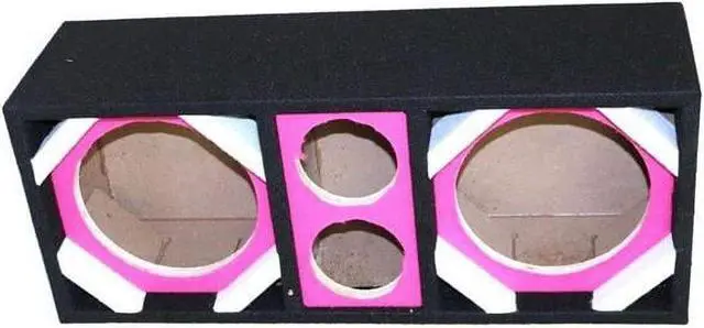 Alt view image 3 of 3 - Two 8-in Woofers plus Two Tweeters Pink Empty Chuchera Speaker Enclosure