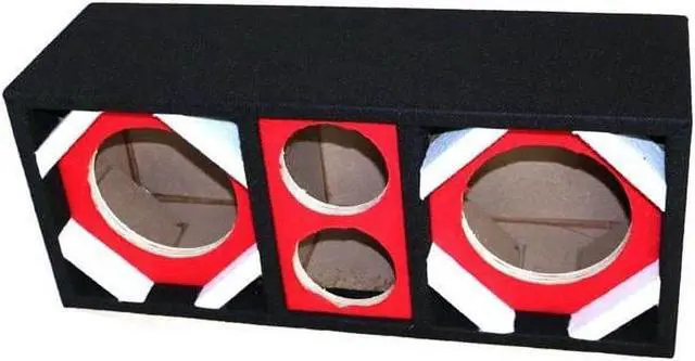 Alt view image 3 of 3 - Two 6-in Woofers plus Two Tweeters Red Empty Chuchera Speaker Enclosure