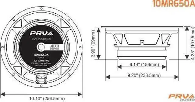 Alt view image 8 of 9 - prv audio 10mr650a 10 inch midrange speaker, 8 ohm, 650 watts, 97.5 db, 2.5 in voice coil alto series pro audio mid range loudspeaker (single)