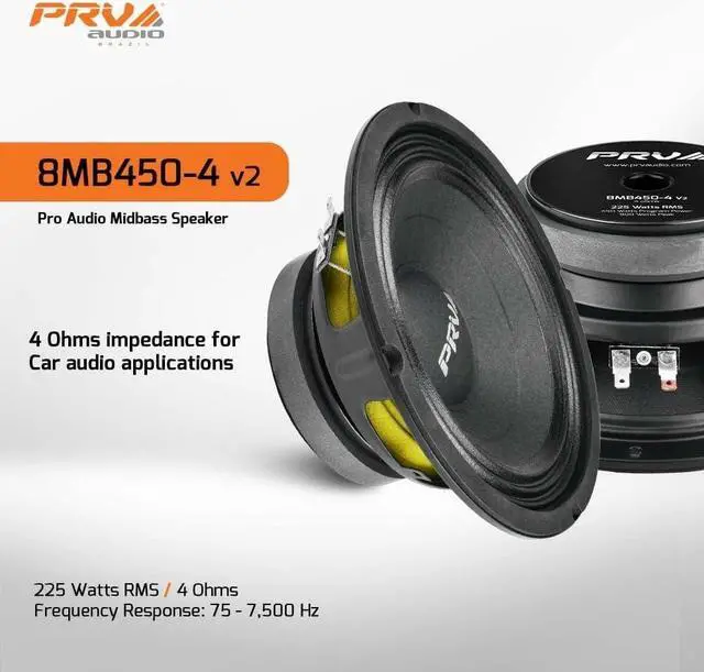Alt view image 5 of 7 - PRV AUDIO 8MB450-4 v2 8" Mid Bass 4 ohms Pro Audio Speaker 93.5dB 450 Watts 2" VC (Single)
