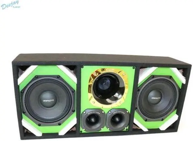 Alt view image 3 of 3 - Loaded Box withTwo Despacito Heavy Duty 8-in Woofers One Horn and withTwo Bullet Tweeters GREEN