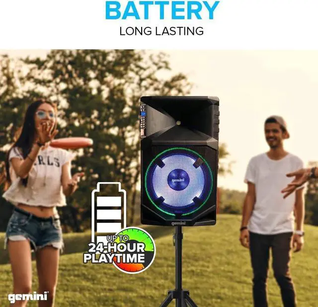 Alt view image 19 of 20 - Gemini GSWT1500PK Portable Water Resistant Wireless Bluetooth Party Speaker