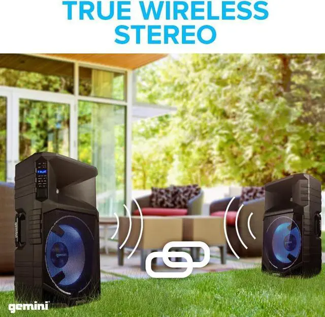 Alt view image 20 of 20 - Gemini GSWT1500PK Portable Water Resistant Wireless Bluetooth Party Speaker