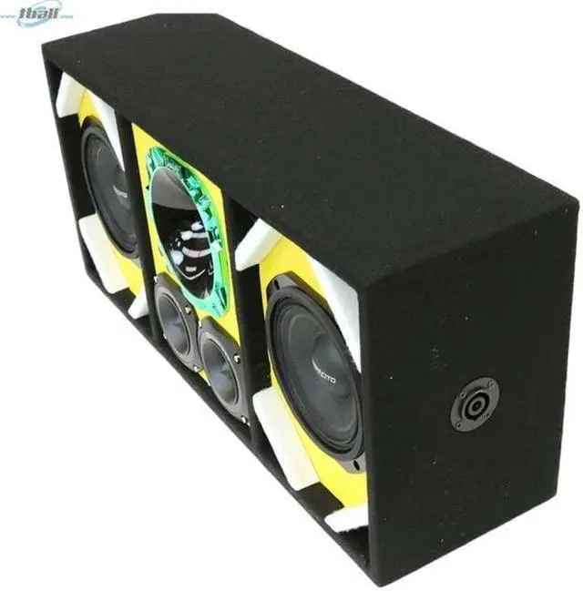 Alt view image 3 of 3 - Loaded Box withTwo Despacito Heavy Duty 6-in Woofers One Horn and withTwo Bullet Tweeters YELLOW