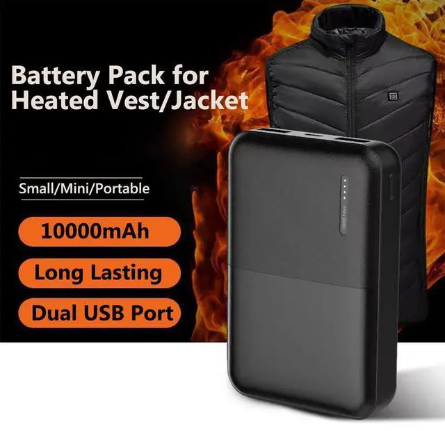 Alt view image 3 of 7 - JONKUU 10000mAh High-Capacity Power Bank With Dual USB Outputs, 5V/2.4A Fast Charging, Multiple Connectors (Type-C, Micro, USB-A), Ideal For Heated Vest And Mobile phone