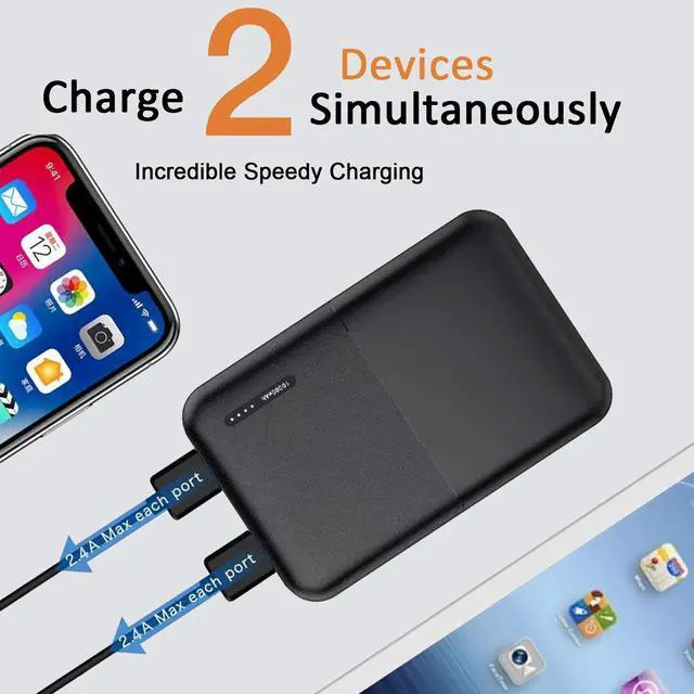 Alt view image 2 of 7 - JONKUU 10000mAh High-Capacity Power Bank With Dual USB Outputs, 5V/2.4A Fast Charging, Multiple Connectors (Type-C, Micro, USB-A), Ideal For Heated Vest And Mobile phone