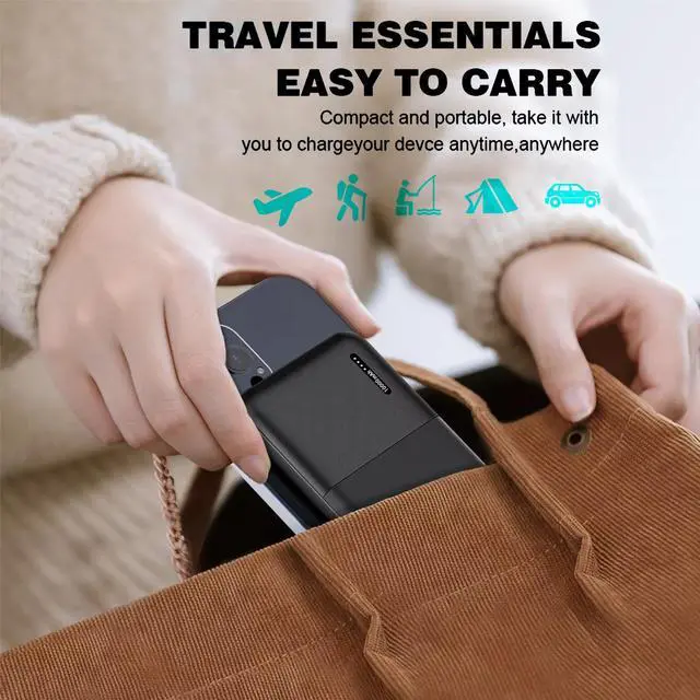 Alt view image 6 of 7 - JONKUU 10000mAh High-Capacity Power Bank With Dual USB Outputs, 5V/2.4A Fast Charging, Multiple Connectors (Type-C, Micro, USB-A), Ideal For Heated Vest And Mobile phone