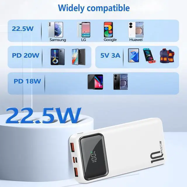 Alt view image 3 of 7 - JONKUU 10000mAh Power Bank Portable Charger PD 22.5W, Battery Pack For Heated Vest And Jackets, USB-C Input/Output Phone Charger For Mobile Phone, Heated Clothes, Smartphones, Tablets, Smartwatches