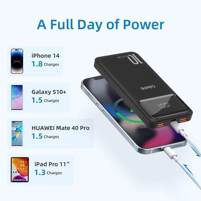 Alt view image 5 of 7 - JONKUU 10000mAh Power Bank Portable Charger PD 22.5W, Battery Pack For Heated Vest And Jackets, USB-C Input/Output Phone Charger For Mobile Phone, Heated Clothes, Smartphones, Tablets, Smartwatches