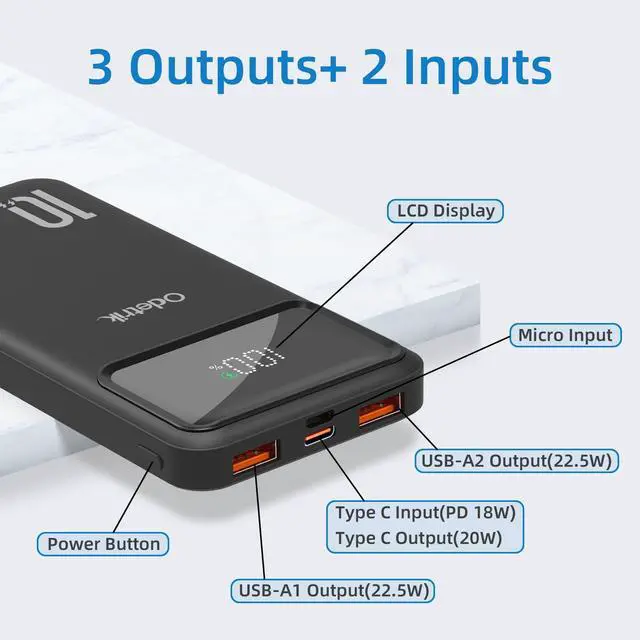Alt view image 7 of 7 - JONKUU 10000mAh Power Bank Portable Charger PD 22.5W, Battery Pack For Heated Vest And Jackets, USB-C Input/Output Phone Charger For Mobile Phone, Heated Clothes, Smartphones, Tablets, Smartwatches