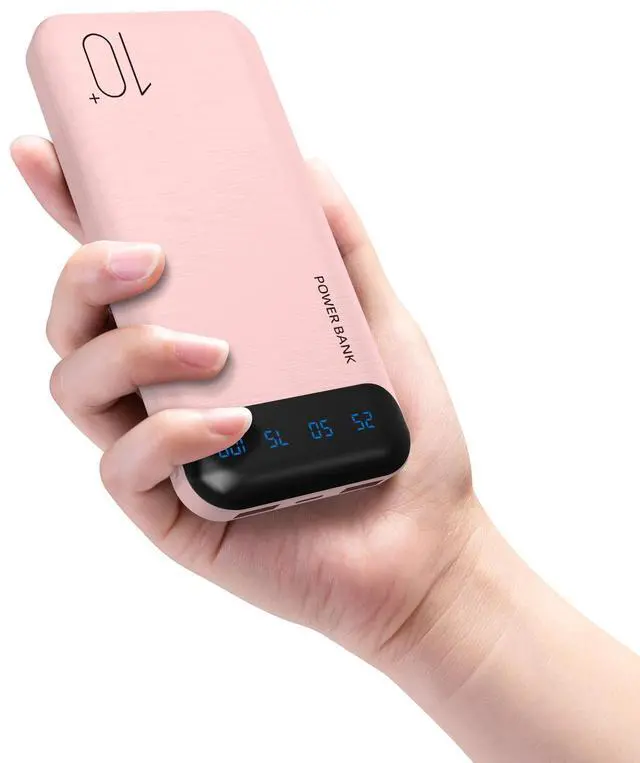 Main image of JONKUU Power Bank 10000mAh Portable Charger Slim External Battery Pack with 2 USB 2.4A Outputs and USB C In/Out Compatible with Huawei iPhone 16 15 14 13 12 iPad Samsung Galaxy S20 Android Tablet