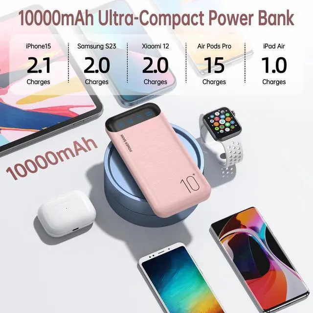 Alt view image 7 of 7 - JONKUU Power Bank 10000mAh Portable Charger Slim External Battery Pack with 2 USB 2.4A Outputs and USB C In/Out Compatible with Huawei iPhone 16 15 14 13 12 iPad Samsung Galaxy S20 Android Tablet
