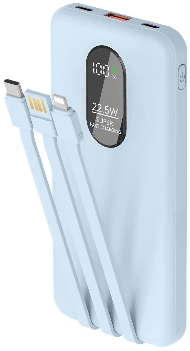 Main image of Portable Mobile Phone Power Bank Charger 10000mAh, Input/Output Type-C, USB C Block,5-USB Output Built-In Type-C Cable, Suitable For IOS Cable Charging, USB-A Output Interface, For IOS And Other Serie