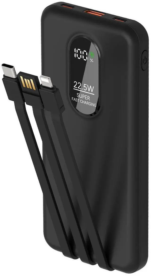 Main image of Portable Mobile Phone Power Bank Charger 10000mAh, Input/Output Type-C, USB C Block,5-USB Output Built-In Type-C Cable, Suitable For IOS Cable Charging, USB-A Output Interface, For IOS And Other Serie