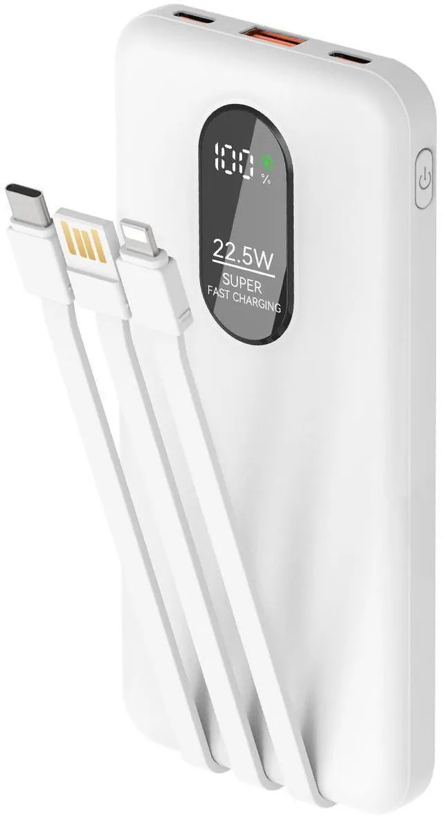 Main image of Portable Mobile Phone Power Bank Charger 10000mAh, Input/Output Type-C, USB C Block,5-USB Output Built-In Type-C Cable, Suitable For IOS Cable Charging, USB-A Output Interface, For IOS And Other Serie