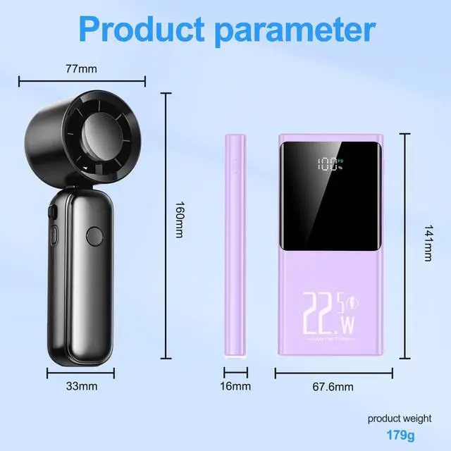 Alt view image 5 of 7 - 10000mAh Portable Power Bank Charger, 22.5W Fast Charging, PD3.0 QC4.0, USB-C Slim Battery Pack, For IPhone Samsung Google IPad