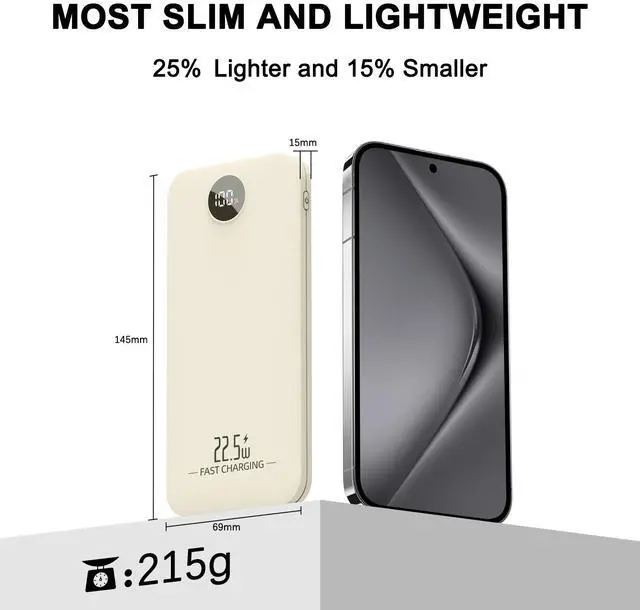 Alt view image 4 of 7 - 10000mAh Portable Power Bank, Fast Charging, USB-C, Lithium Polymer Battery, Lightweight & High-Capacity Mobile Phone Charger For Travel, Outdoor Activities And Emergency Use, Birthday gift