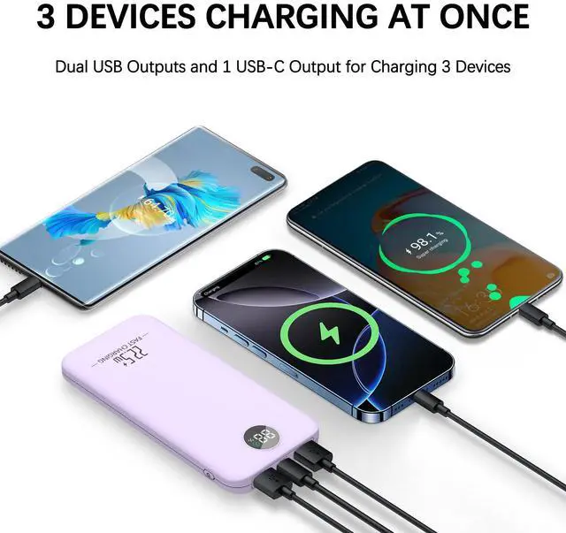 Alt view image 5 of 7 - 10000mAh Portable Power Bank, Fast Charging, USB-C, Lithium Polymer Battery, Lightweight & High-Capacity Mobile Phone Charger For Travel, Outdoor Activities And Emergency Use,Birthday Gift