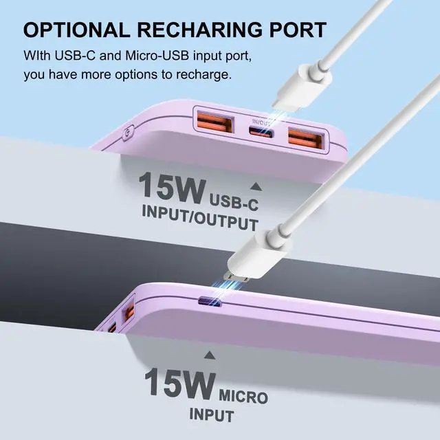 Alt view image 7 of 7 - 10000mAh Portable Power Bank, Fast Charging, USB-C, Lithium Polymer Battery, Lightweight & High-Capacity Mobile Phone Charger For Travel, Outdoor Activities And Emergency Use,Birthday Gift