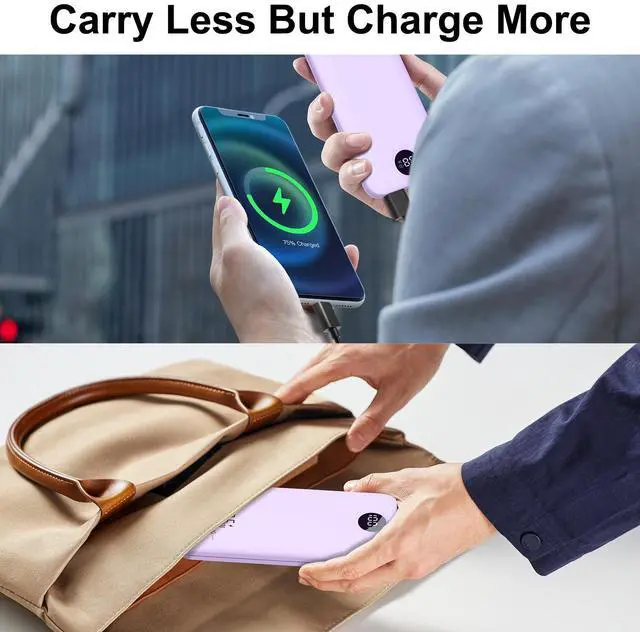 Alt view image 3 of 7 - 10000mAh Portable Power Bank, Fast Charging, USB-C, Lithium Polymer Battery, Lightweight & High-Capacity Mobile Phone Charger For Travel, Outdoor Activities And Emergency Use,Birthday Gift