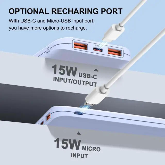 Alt view image 7 of 7 - 10000mAh Portable Power Bank, Fast Charging, USB-C, Lithium Polymer Battery, Lightweight & High-Capacity Mobile Phone Charger For Travel, Outdoor Activities And Emergency Use,Birthday Gift