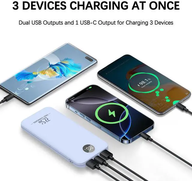 Alt view image 5 of 7 - 10000mAh Portable Power Bank, Fast Charging, USB-C, Lithium Polymer Battery, Lightweight & High-Capacity Mobile Phone Charger For Travel, Outdoor Activities And Emergency Use,Birthday Gift