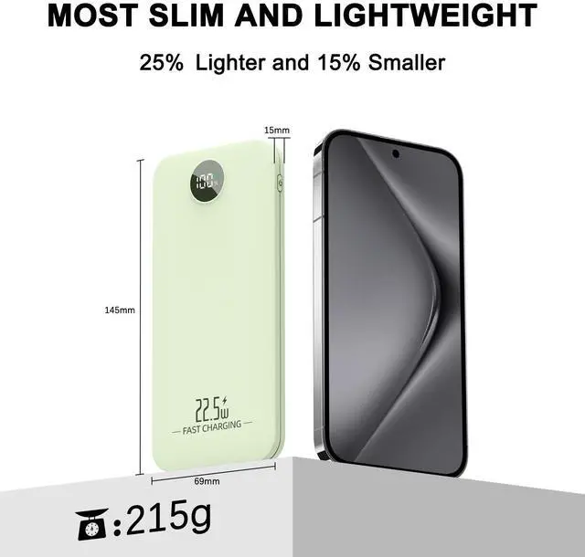 Alt view image 4 of 7 - 10000mAh Portable Power Bank, Fast Charging, USB-C, Lithium Polymer Battery, Lightweight & High-Capacity Mobile Phone Charger For Travel, Outdoor Activities And Emergency Use,Birthday Gift