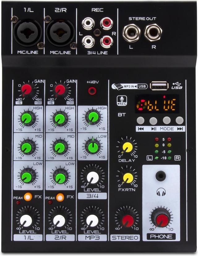 Main image of COKYISS Audio Mixer, 4 Channel Multi-Functional Audio Mixer with Bluetooth Reverb Effect, Suitable for Home Studio Recording and Stage Performances