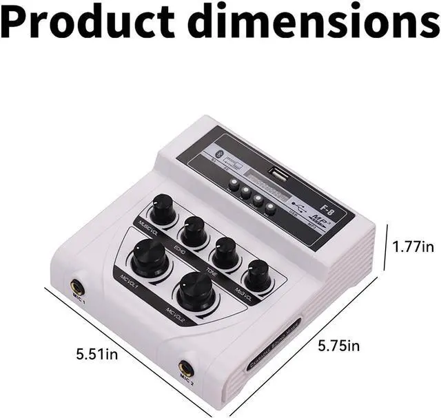 Alt view image 2 of 7 - COKYISS MF8 Small Multi-Functional Microphone Sound Mixer Supports Wireless Connection with Recording Function MP3 Playback and Mobile Power Supply