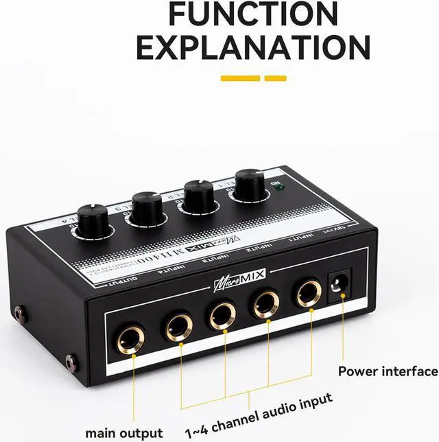 Alt view image 7 of 7 - COKYISS MH400 Compact Portable Professional 4 Channel Mixer for Microphone Guitar Instruments