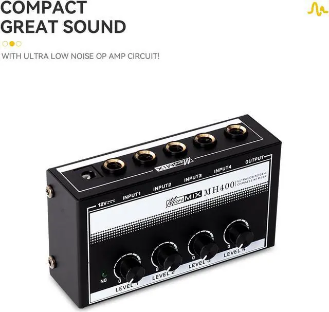 Alt view image 4 of 7 - COKYISS MH400 Compact Portable Professional 4 Channel Mixer for Microphone Guitar Instruments