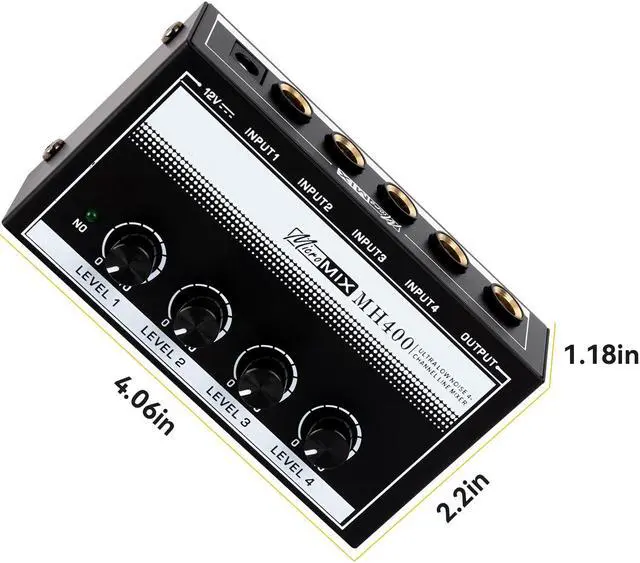 Alt view image 2 of 7 - COKYISS MH400 Compact Portable Professional 4 Channel Mixer for Microphone Guitar Instruments