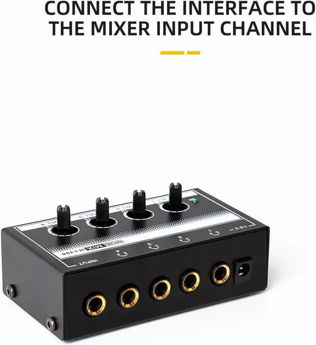 Alt view image 4 of 7 - COKYISS Ultra-Compact Headphone Amplifier 4 Channel Stereo Headphone Amplifier Multi-Function Microphone Mini Professional Stereo Headphone Splitter