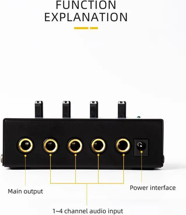 Alt view image 6 of 7 - COKYISS Ultra-Compact Headphone Amplifier 4 Channel Stereo Headphone Amplifier Multi-Function Microphone Mini Professional Stereo Headphone Splitter