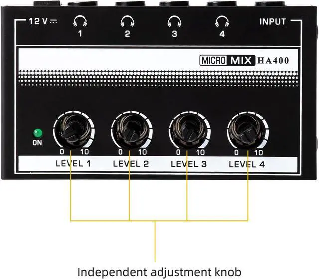 Alt view image 7 of 7 - COKYISS Ultra-Compact Headphone Amplifier 4 Channel Stereo Headphone Amplifier Multi-Function Microphone Mini Professional Stereo Headphone Splitter