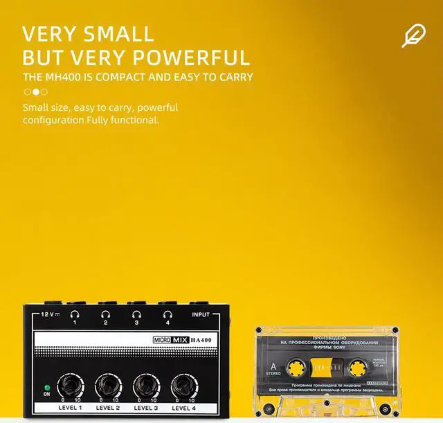 Alt view image 5 of 7 - COKYISS Ultra-Compact Headphone Amplifier 4 Channel Stereo Headphone Amplifier Multi-Function Microphone Mini Professional Stereo Headphone Splitter