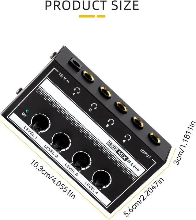 Alt view image 2 of 7 - COKYISS Ultra-Compact Headphone Amplifier 4 Channel Stereo Headphone Amplifier Multi-Function Microphone Mini Professional Stereo Headphone Splitter