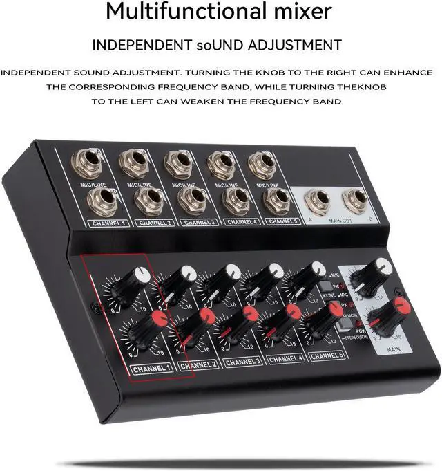 Alt view image 2 of 7 - COKYISS MIX5210 10 Channels Multi-Functional Microphone Sound Mixer With 10 Channel Inputs and 2 Channel Outputs Suitable for Stage Families and KTV Rooms Enjoy Singing and Have Fun with it