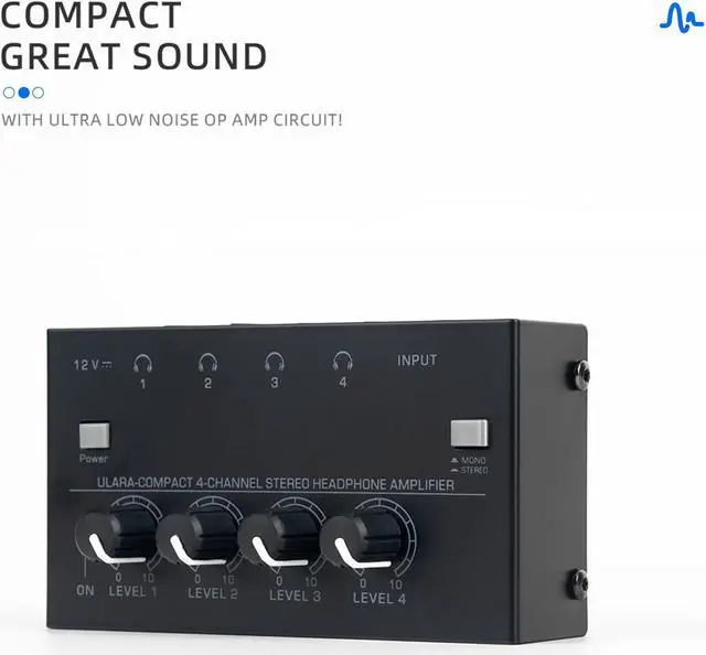 Alt view image 4 of 7 - COKYISS Ultra-Compact Headphone Amplifier,4 Channel Stereo Headphone Amplifier,Multi-Function Microphone Mini Professional Stereo Headphone Splitter