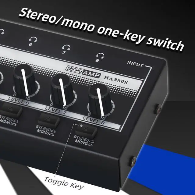 Alt view image 4 of 7 - COKYISS Headphones Amp, 8-Channel Stereo Portable Headphone Amplifier, Lossless Sound Quality, Metal Black and White