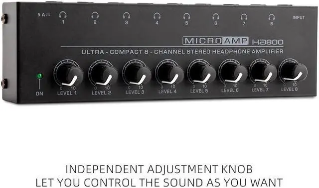 Alt view image 7 of 7 - COKYISS MICROAMP Ultra-Compact Headphone Amplifier 8-Channel Stereo Headphone Splitter HA800
