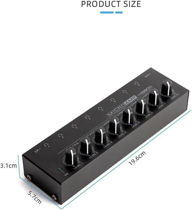 Alt view image 2 of 7 - COKYISS MICROAMP Ultra-Compact Headphone Amplifier 8-Channel Stereo Headphone Splitter HA800
