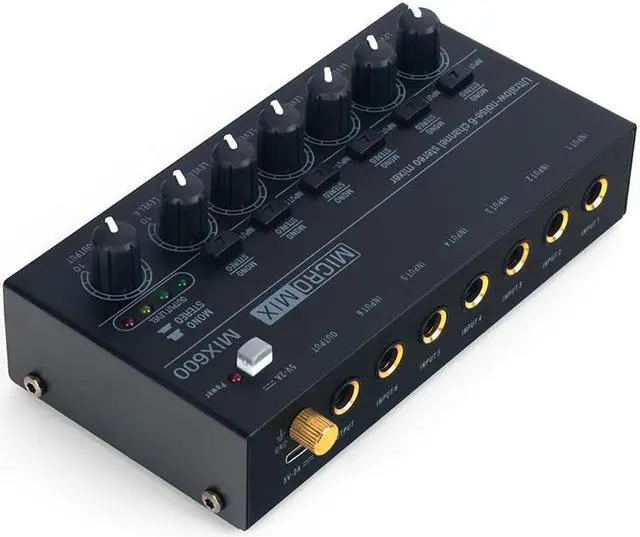 Alt view image 7 of 7 - COKYISS Ultra-Compact Mixer, Suitable for Home Studio Recording and Live Broadcast, Low Noise 6 Channel Stereo Audio Mixer