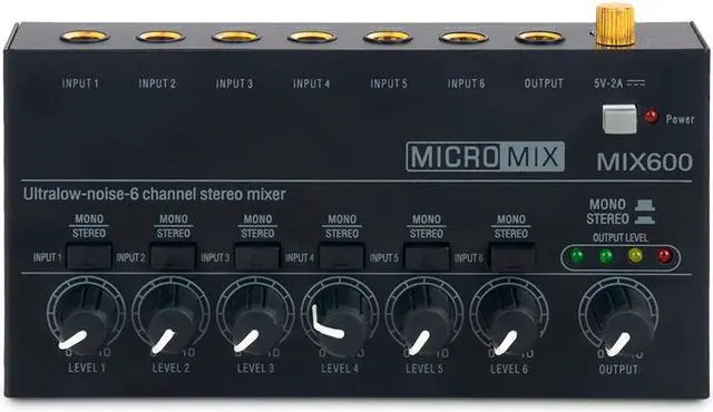 Main image of COKYISS Ultra-Compact Mixer, Suitable for Home Studio Recording and Live Broadcast, Low Noise 6 Channel Stereo Audio Mixer