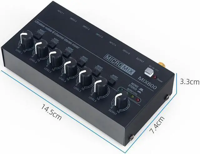Alt view image 2 of 7 - COKYISS Ultra-Compact Mixer, Suitable for Home Studio Recording and Live Broadcast, Low Noise 6 Channel Stereo Audio Mixer