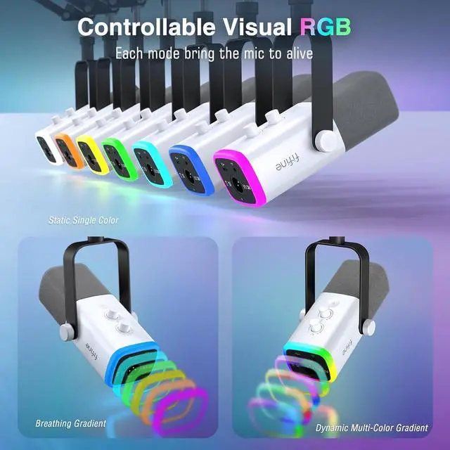 Alt view image 5 of 7 - FIFINE Gaming XLR/USB Microphone Kit, Streaming Dynamic Mic Set for PC, Computer Mic for Vocal Podcast Recording Voiceover, with Headphones Jack, Gain Knob, Arm Stand-AmpliGame AM8T White