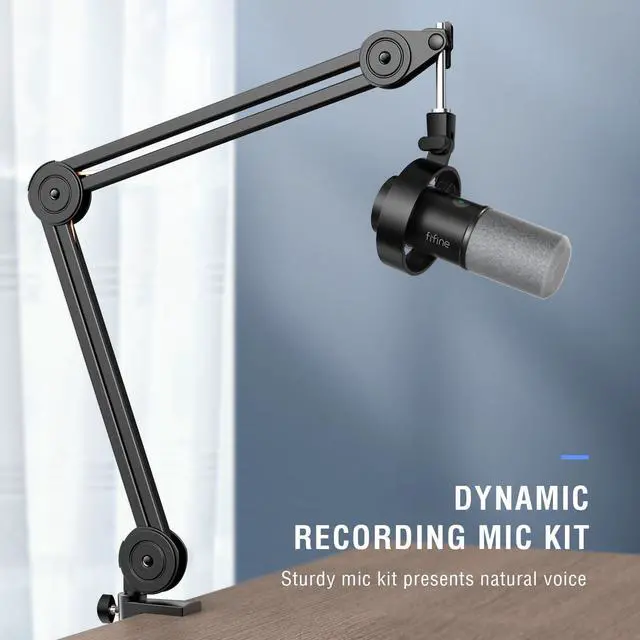 Alt view image 2 of 6 - FIFINE Dynamic Podcast Microphone Set with Boom Arm Stand, Studio XLR/USB Microphone for Recording Vocal Streaming, Metal Mic with Mute Tap, Headphone Jack, Heavy Duty Boom Arm-K688T