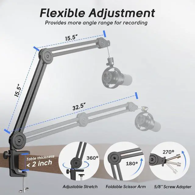 Alt view image 7 of 7 - FIFINE Dynamic Microphone and Heavy Duty Boom Arm Kit,XLR/USB Podcast Recording PC Mic Set with Headphone Jack, Monitoring Volume Control, Windscreen for Vocal Streaming Voice-Over Gaming (K688+BM63)